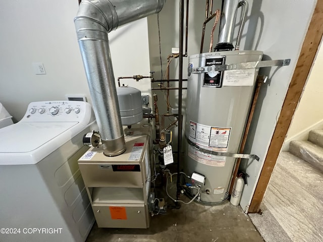 utility room with water heater and washer / clothes dryer