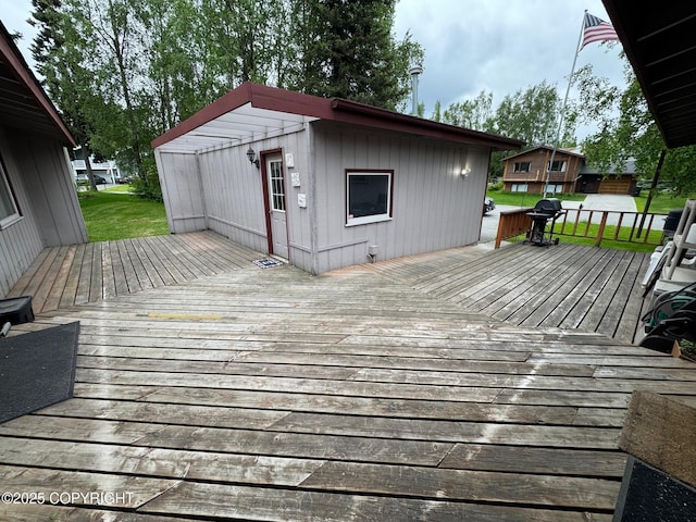 6921 Dickerson Dr, Anchorage, AK 99504 - wooden terrace featuring a grill