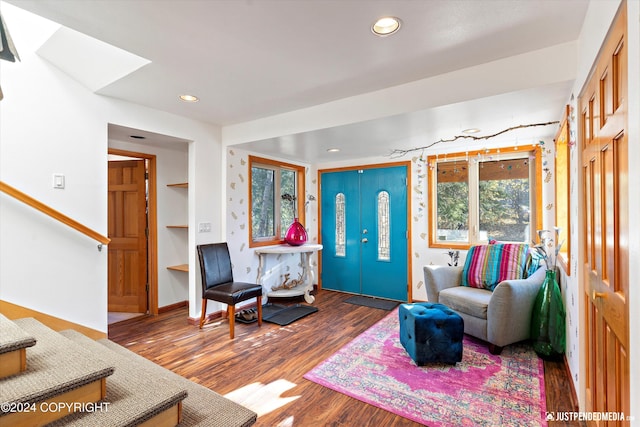 living room with hardwood / wood-style floors