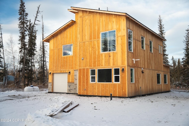 exterior space with a garage