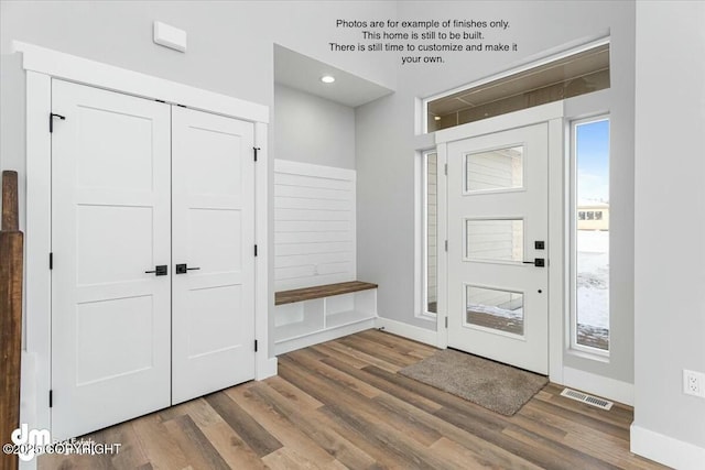 foyer entrance featuring hardwood / wood-style floors