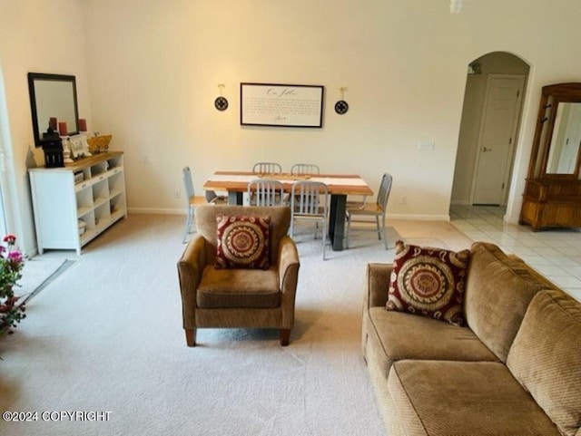 living room with light colored carpet