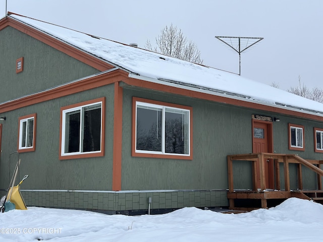 view of snow covered exterior