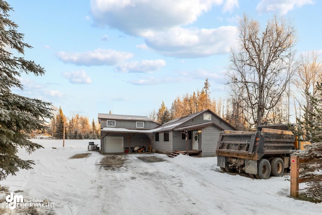 exterior space with a garage