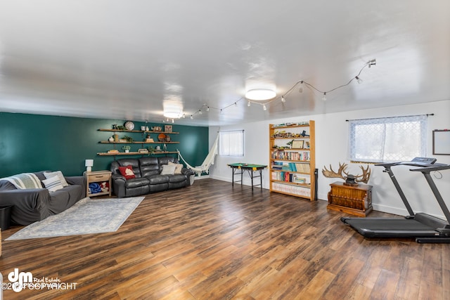 living room with hardwood / wood-style floors