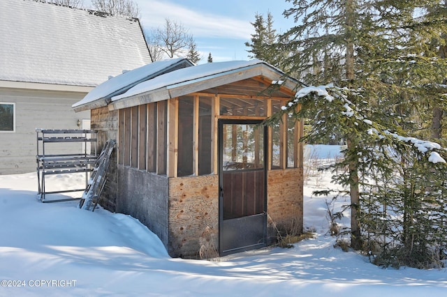 view of snow covered structure