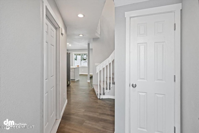 hall featuring dark hardwood / wood-style flooring