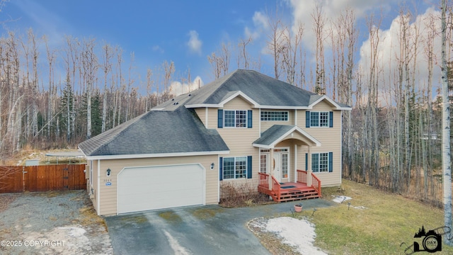 view of front property with a garage