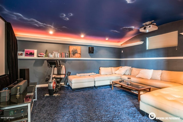 16643 Woods Pointe Cir, Anchorage, AK 99516 - home theater room featuring carpet