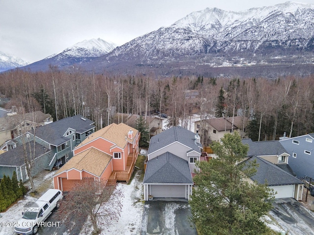 aerial view with a mountain view