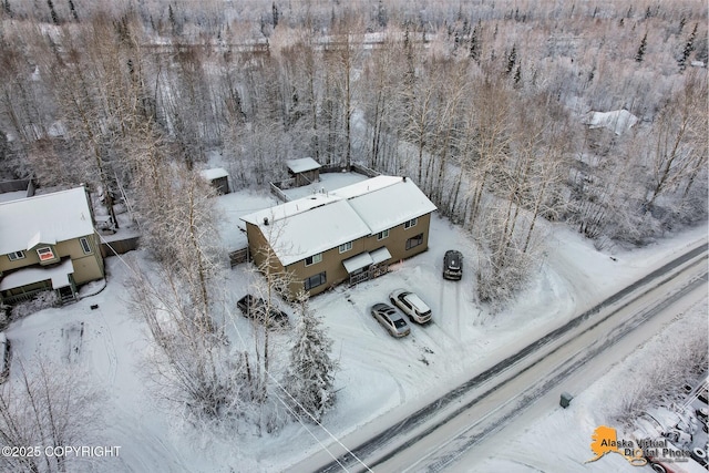 view of snowy aerial view