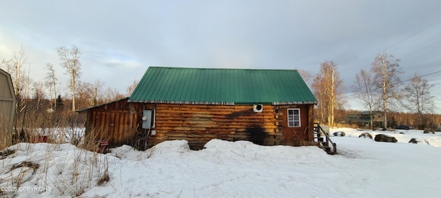 view of snow covered exterior