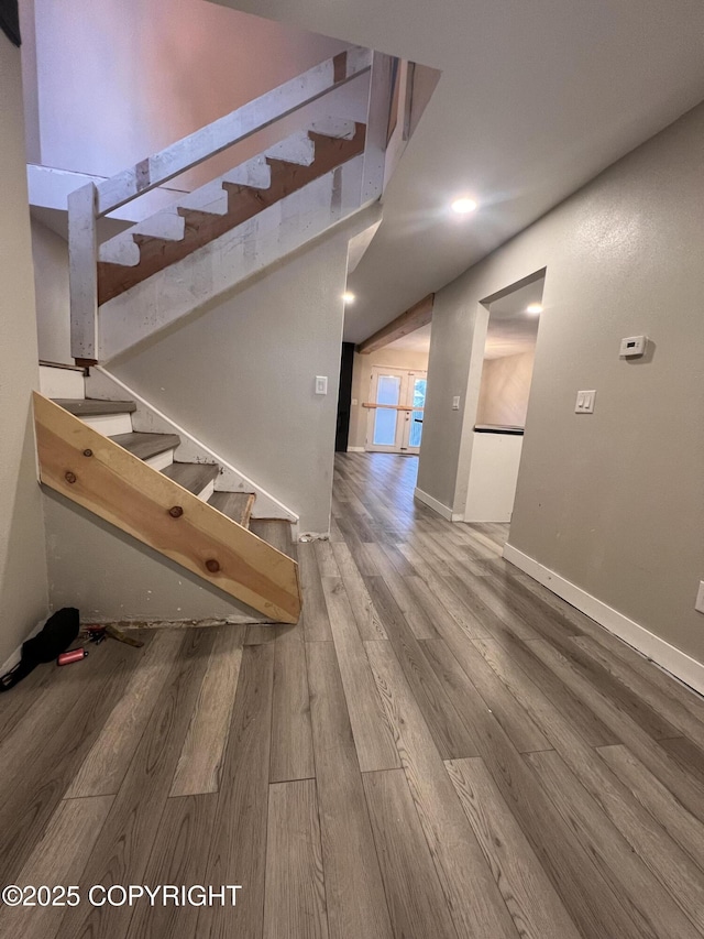 interior space with hardwood / wood-style floors