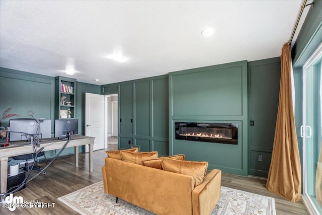 living room with hardwood / wood-style flooring