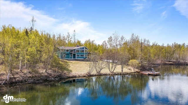 property view of water featuring a boat dock