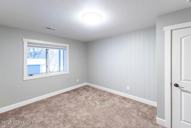 empty room featuring light colored carpet and a textured ceiling