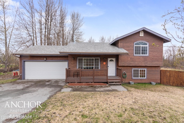 split level home with a garage