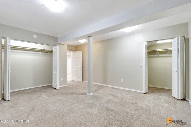 unfurnished bedroom with light carpet