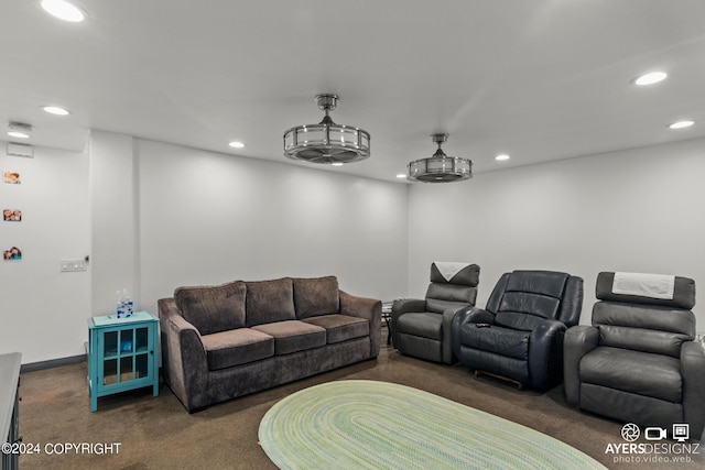 view of carpeted home theater room