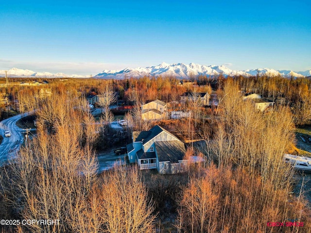 aerial view featuring a mountain view