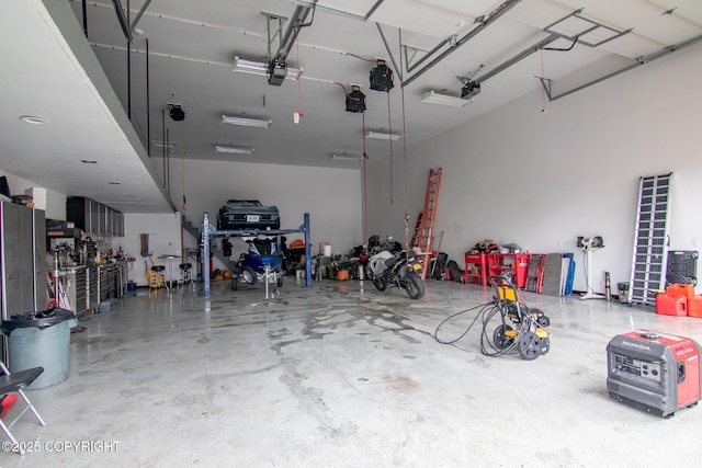 garage with a garage door opener