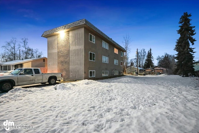 view of snow covered exterior