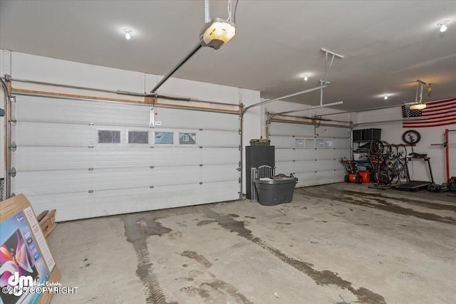 garage with a garage door opener