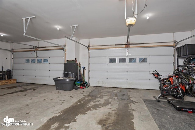 garage with a garage door opener