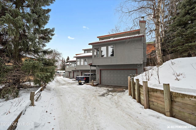 exterior space featuring a garage