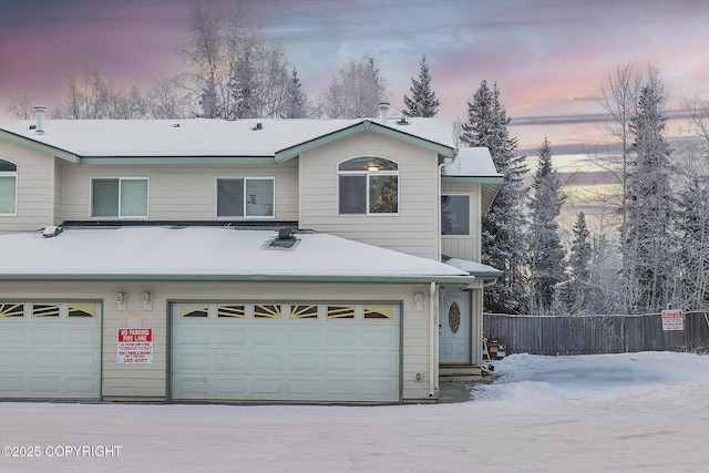 view of front facade with a garage