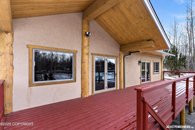 wooden deck with french doors