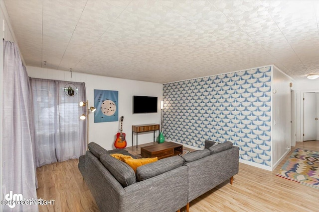 living room featuring light wood-type flooring