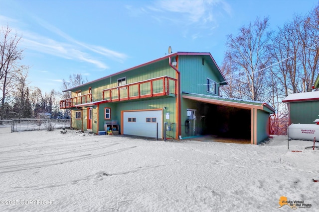 exterior space featuring a garage