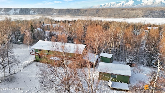 aerial view with a mountain view