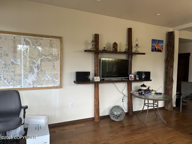 living room featuring dark hardwood / wood-style floors