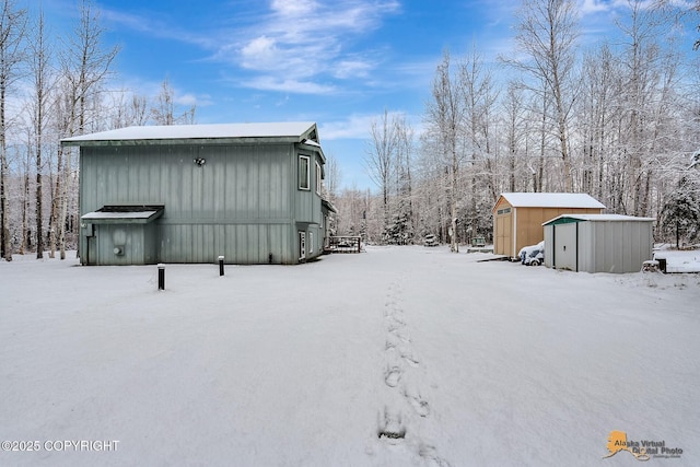 exterior space with a storage unit