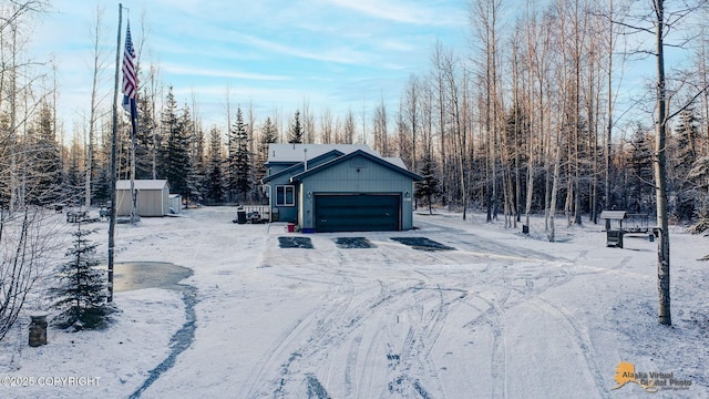 exterior space with a garage