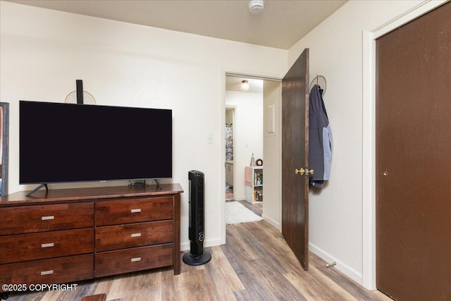 bedroom featuring hardwood / wood-style flooring