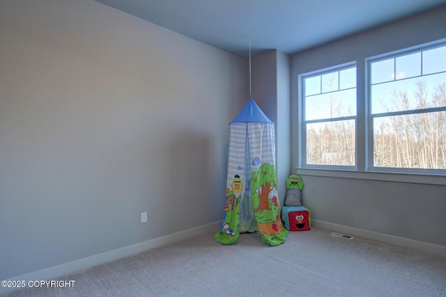 game room with carpet flooring