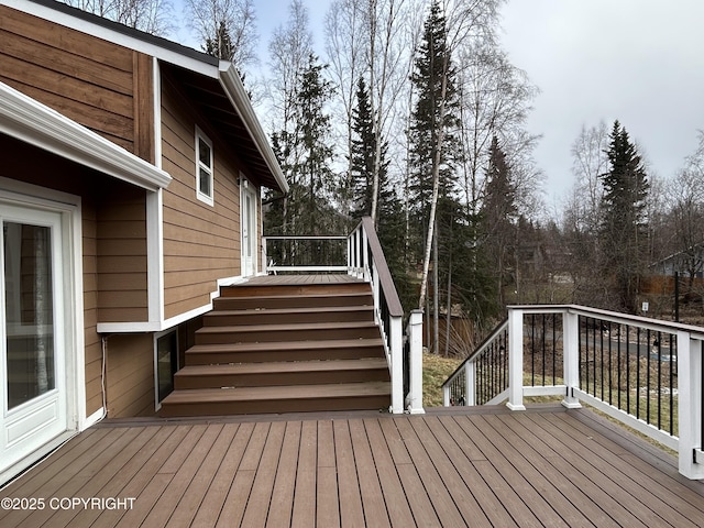 wooden terrace with stairs