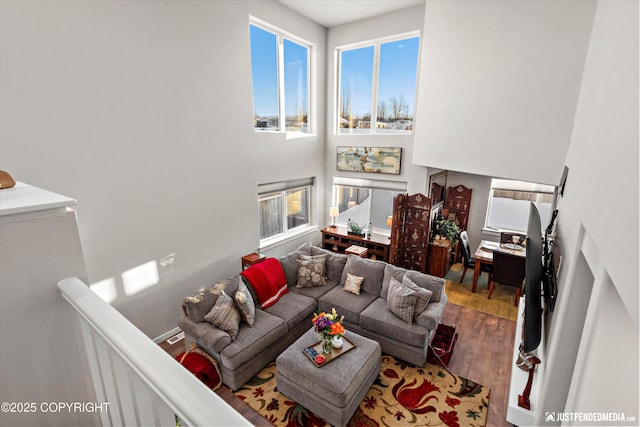 living room with hardwood / wood-style floors