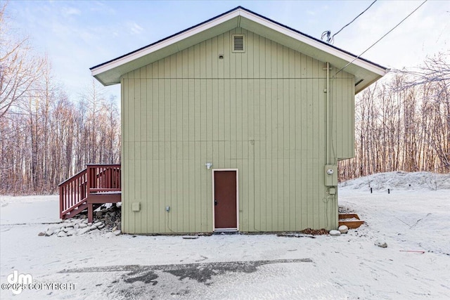 view of snow covered structure