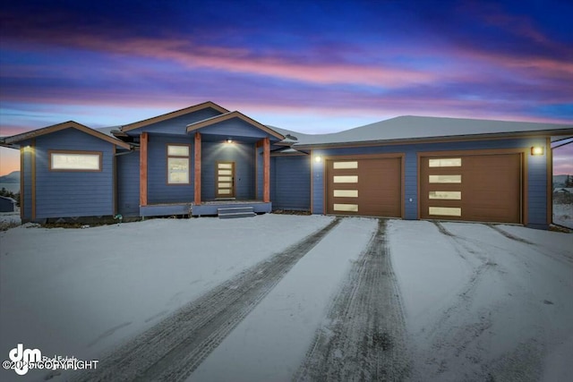 view of front of house with a garage