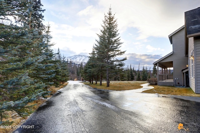 view of road with a mountain view