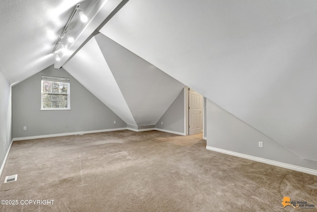 additional living space featuring carpet and lofted ceiling