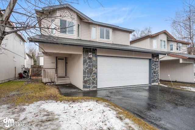 view of front property with a garage