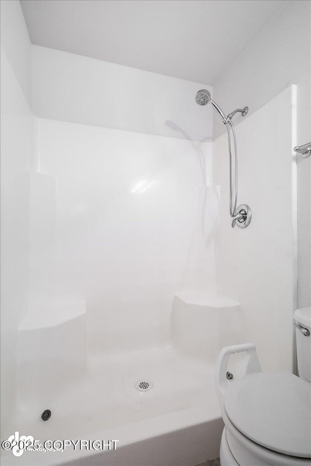 bathroom featuring toilet and walk in shower