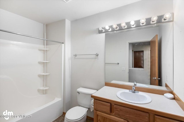 full bathroom with vanity, toilet, and shower / bathing tub combination