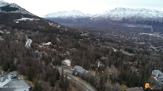 aerial view with a mountain view