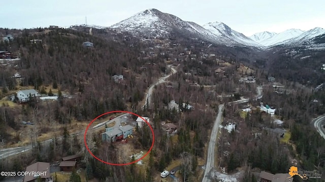 aerial view featuring a mountain view